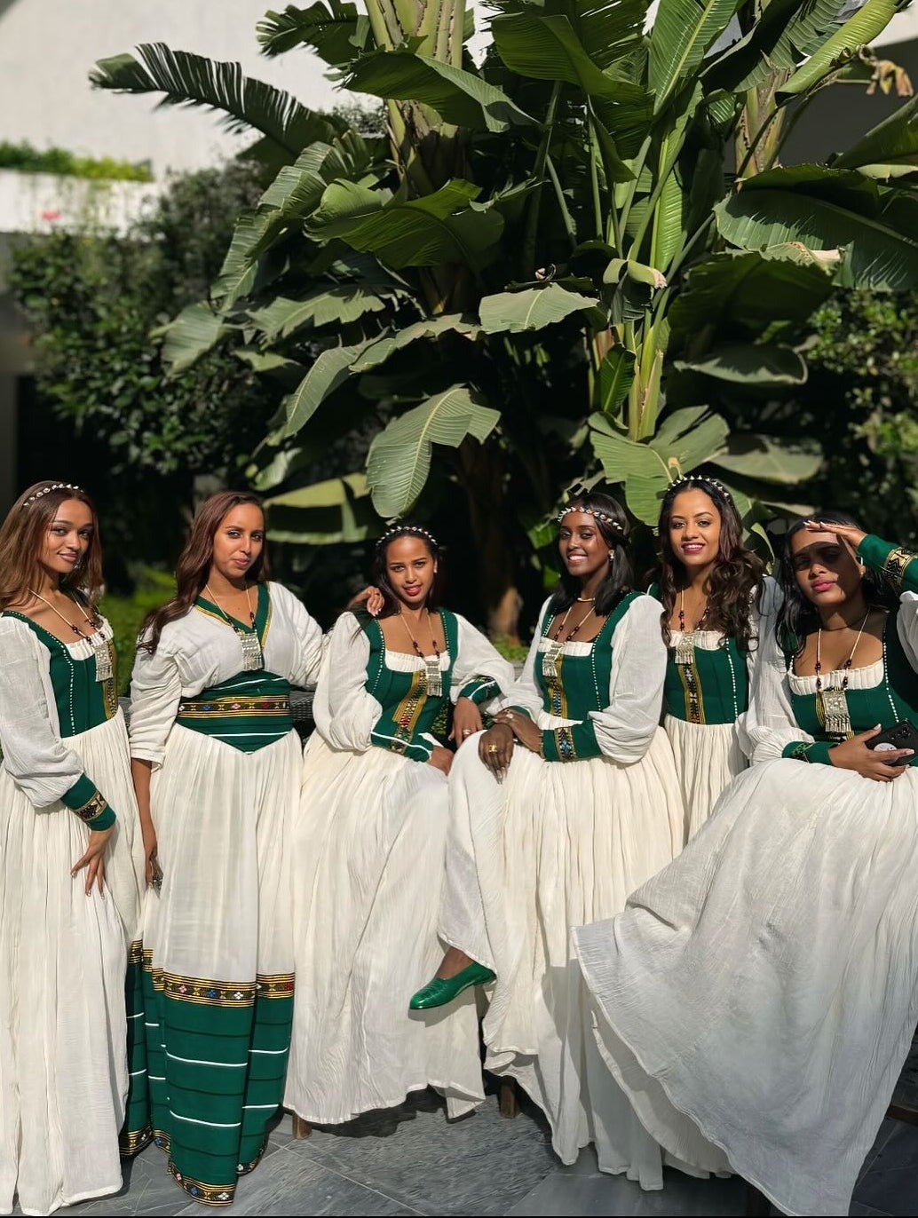 Stylish Habesha Kemis with Green Handwoven Tibeb Timeless Cultural Ethiopian Dress 974