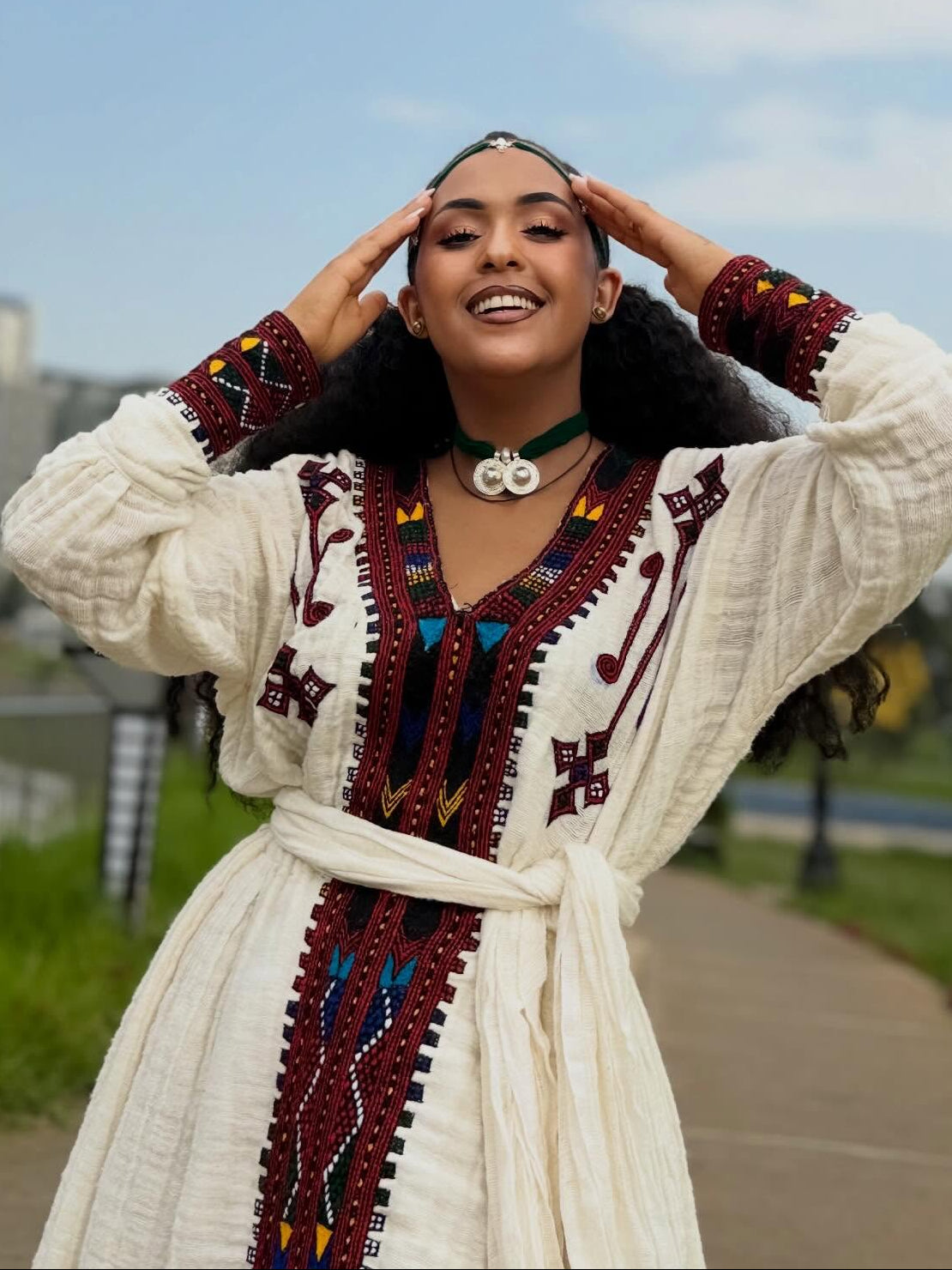Vintage Habesha Kemis Crimson Maroon Tilf Embroidery Habesha Dress Timeless Ethiopian Clothing 1000
