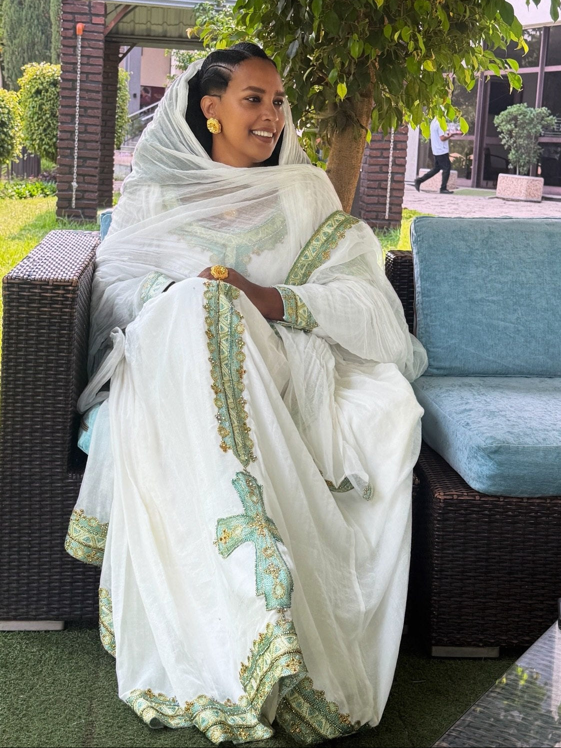 Magnificent Habesha Dress Authentic Ethiopian Traditional Dress Emerald Green Handwoven Tibeb Habesha Kemis 1012