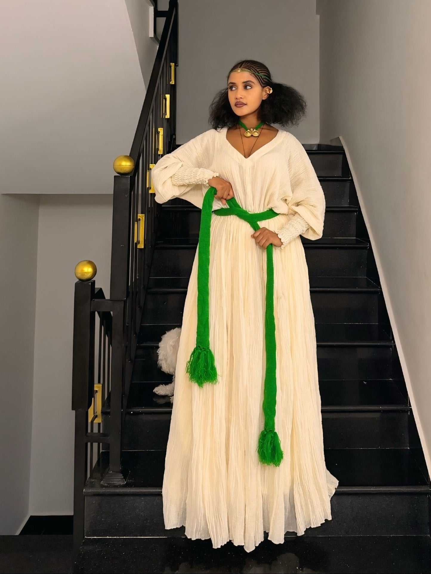 Graceful Ethiopian Traditional Dress Natural Shemma Cotton Habesha Kemis Heritage Elegance 1014