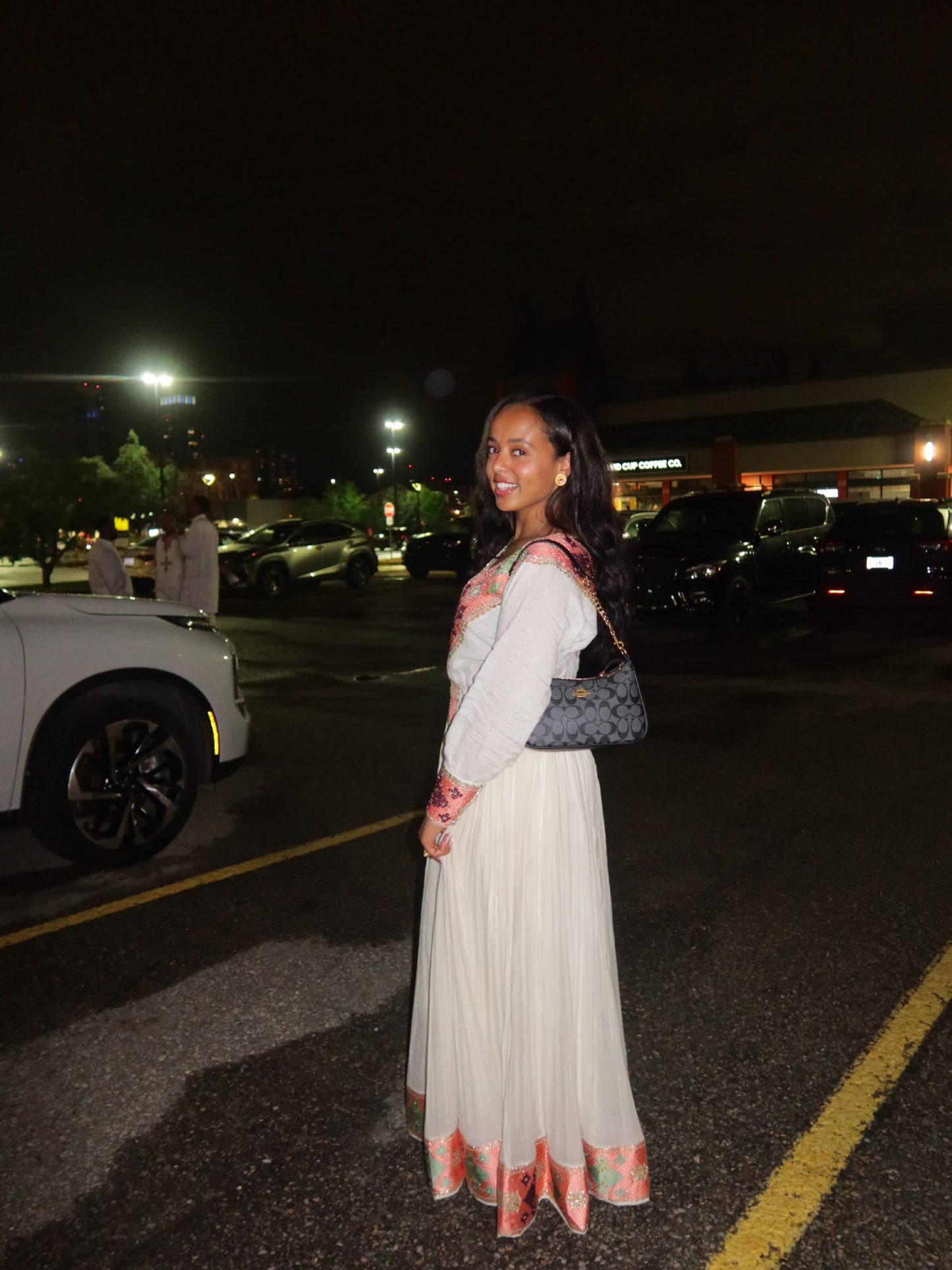 Exquisite Ethiopian Traditional Dress Habesha Dress with Rose Embroidery Festive Habesha Kemis 1027