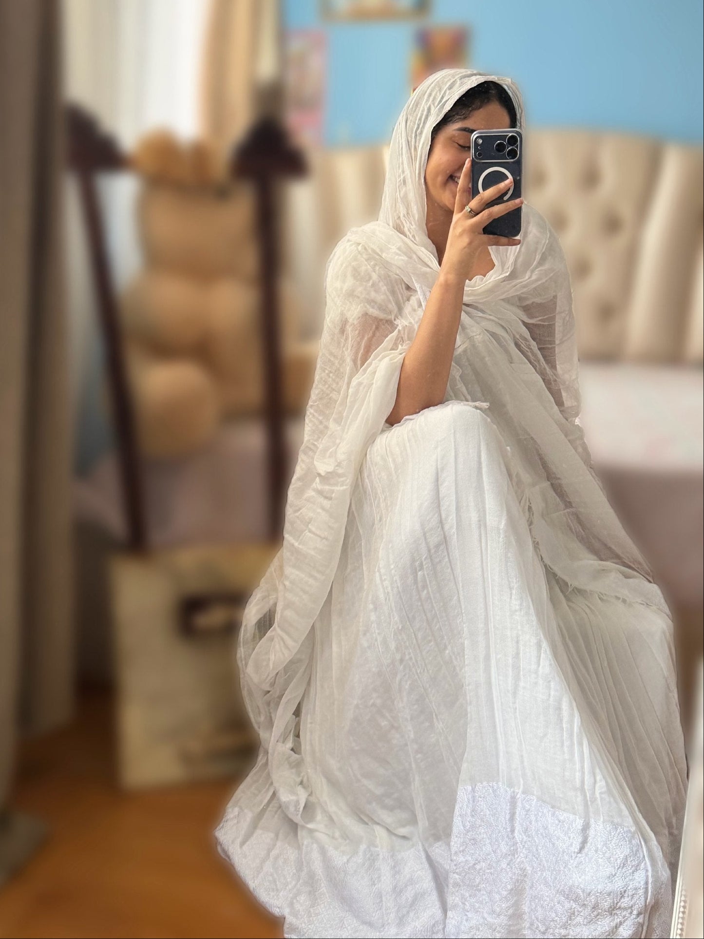 Ethereal Ethiopian Habesha Kemis Ensemble With Sheer Textured Netela Soft Grace Ethiopian Clothing 1125