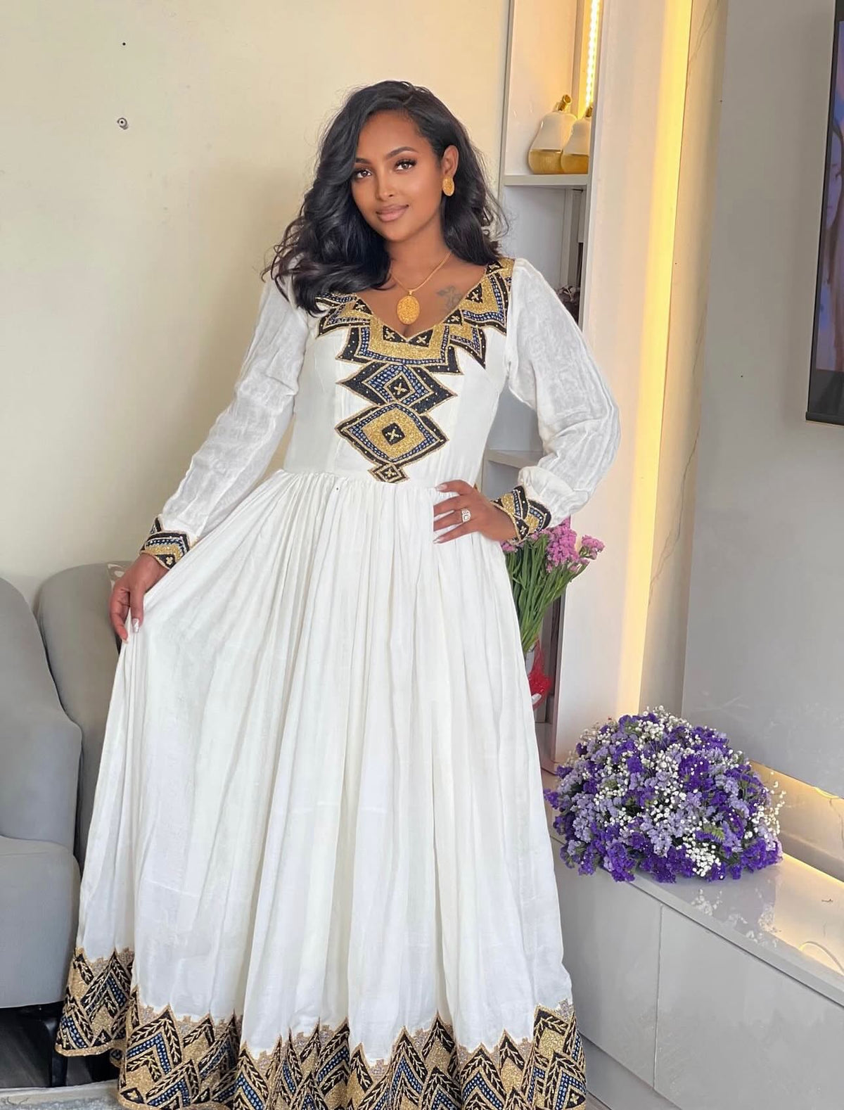 Charming Habesha Dress Graceful Habesha Kemis Cultural Ethiopian Clothing 482