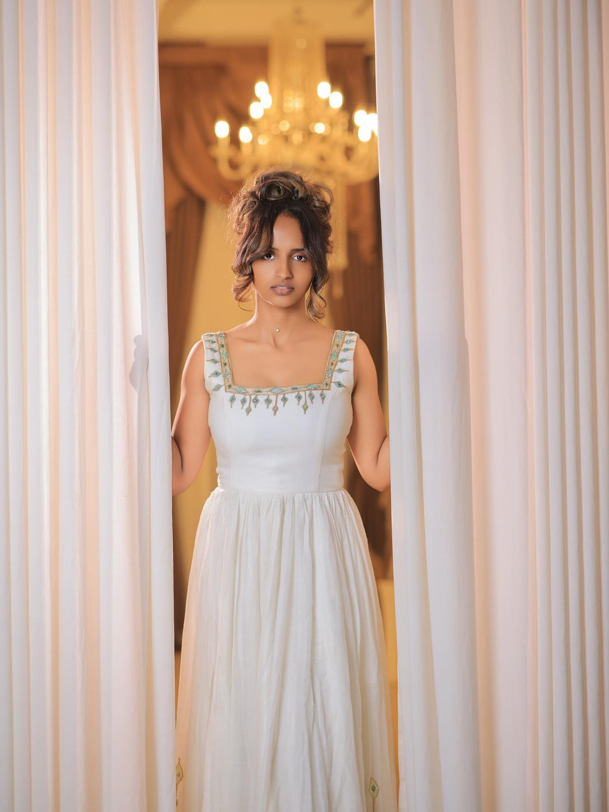 Sleeveless White Habesha Dress Charming Habesha Kemis Timeless Ethiopian Clothing For Event 581