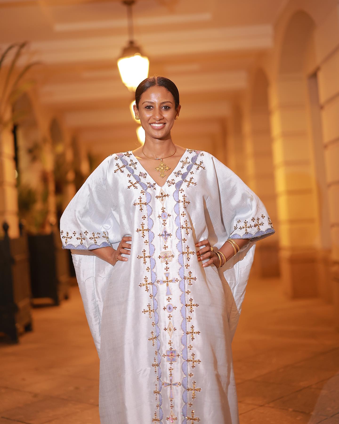 Silver Habesha Kemis With Cross Embroidery Timeless Habesha Dress Eritrean And Ethiopian Clothing Style 627