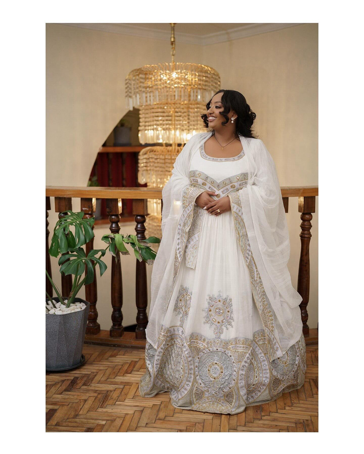 Long Sleeve Ethiopian Wedding Dress Traditional White Habesha Dress Long Sleeve Habesha Kemis 673