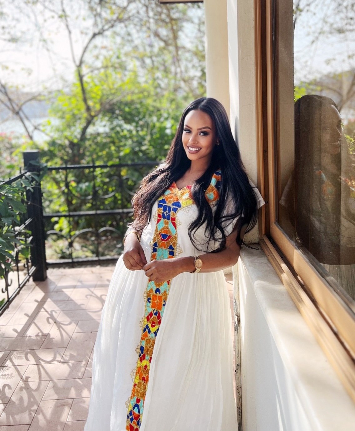 Short Sleeve Habesha Dress Multicolor Embroidery Habesha Kemis Traditional Ethiopian Clothing 886