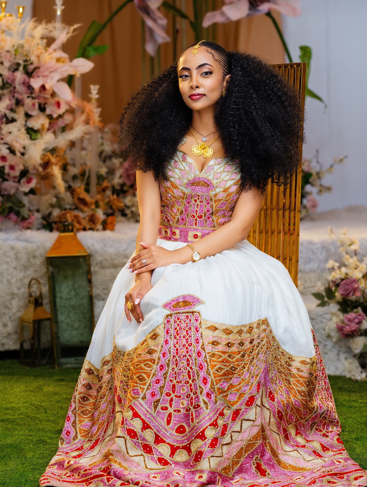 Ethiopian Traditional Wedding Dress Elegant Habesha Kemis Design XXL