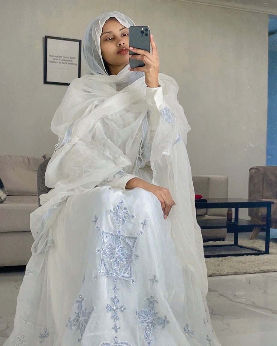 White Habesha Dress Timeless Traditional Ethiopian Clothing Long Sleeve Habesha Kemis For Festive 499