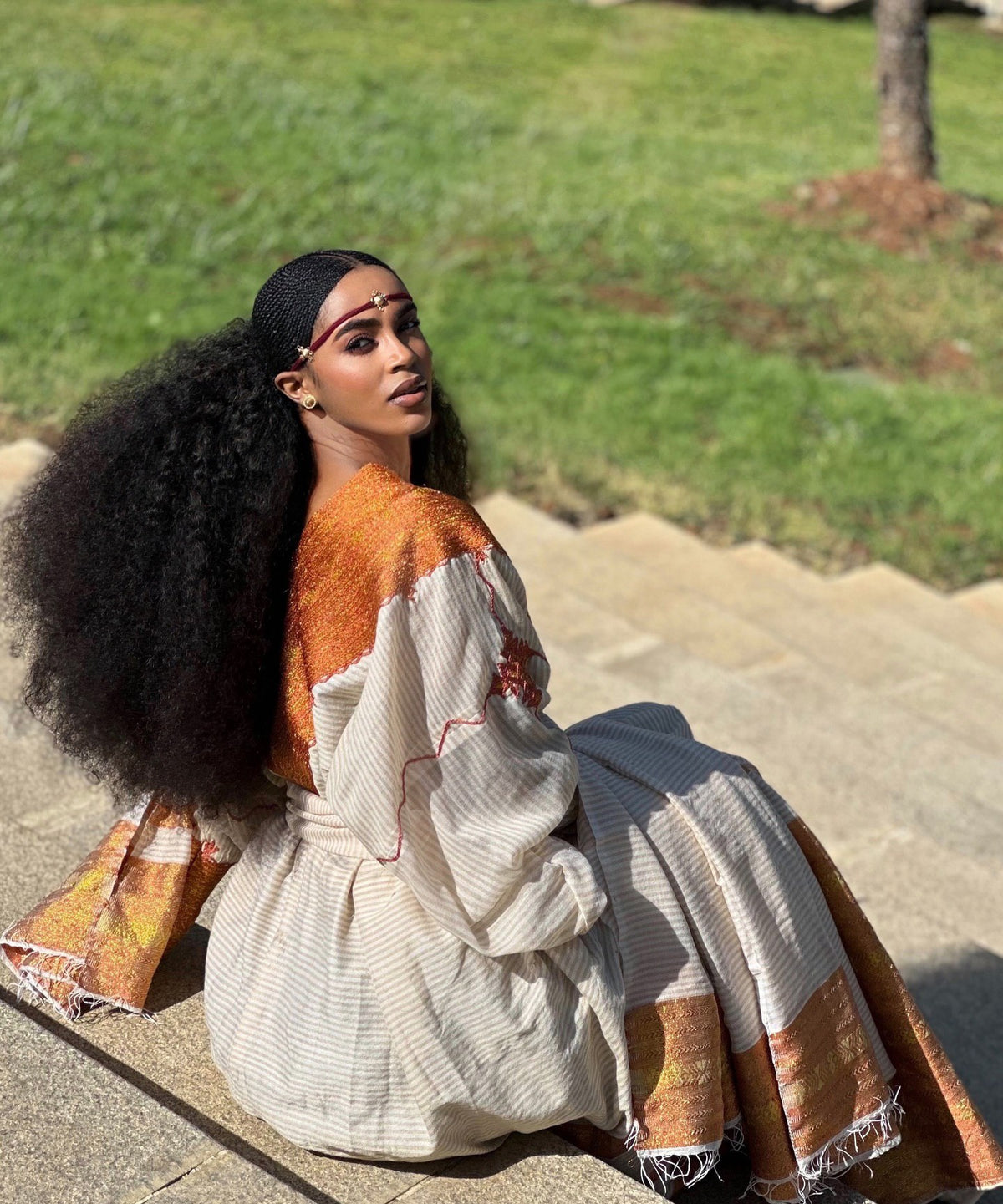 Handwoven Habesha Dress V-neckline Habesha Kemis Traditional Ethiopian And Eritrean Dress 578
