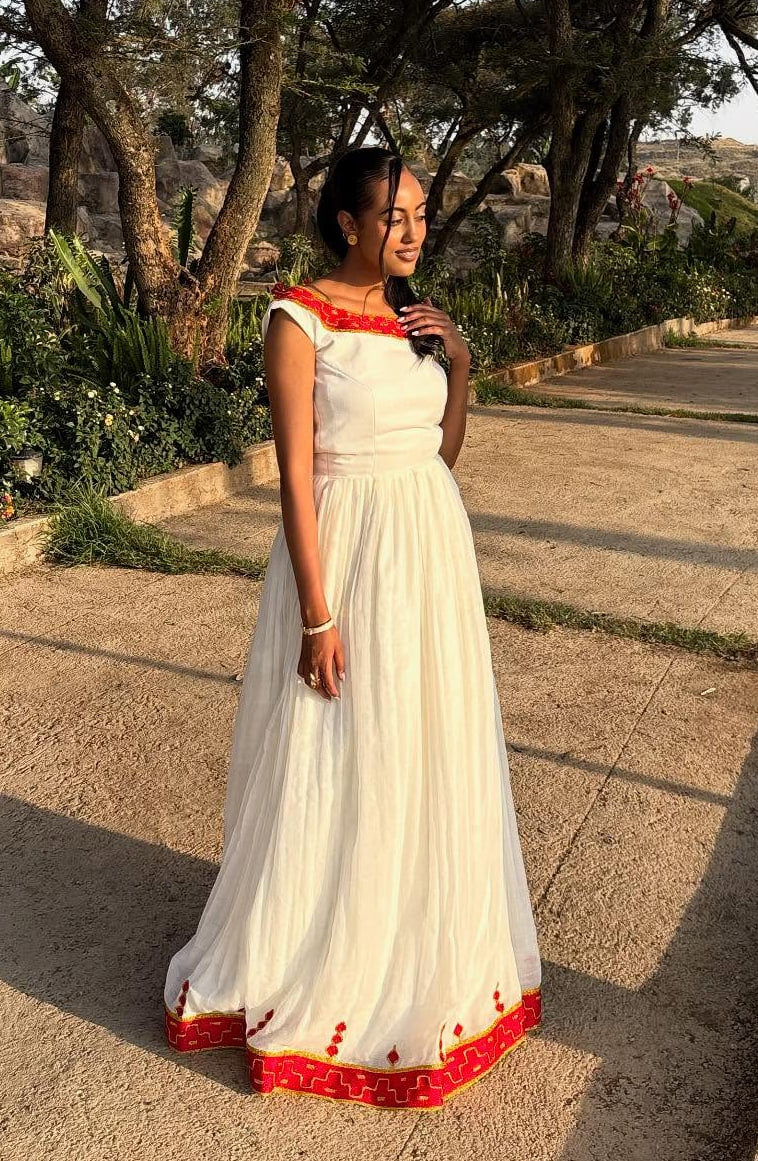 Backless Habesha Dress Red Embroidery Ethiopian Clothing Beautiful Habesha Kemis 690