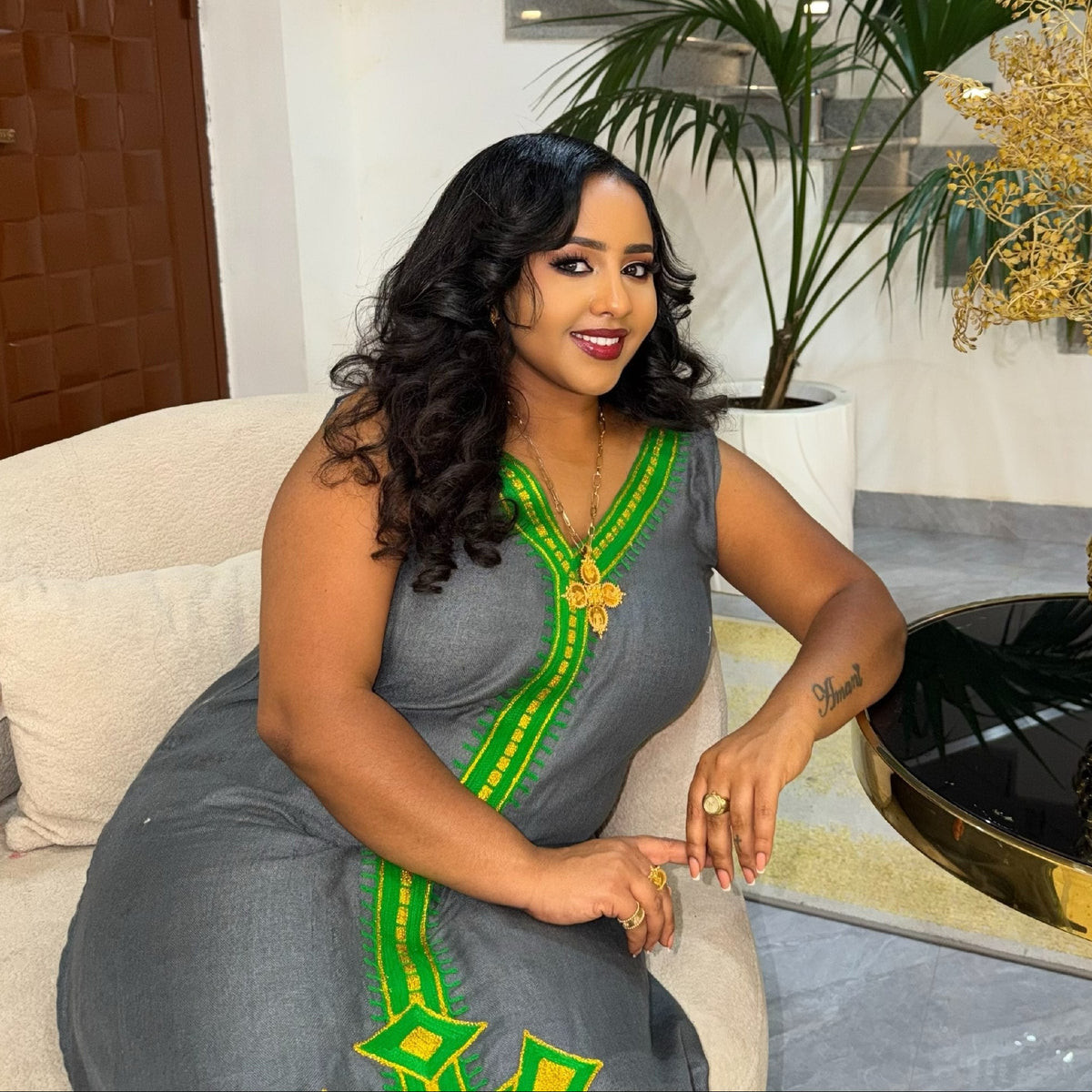 Traditional Ethiopian Clothing Sleeveless Habesha Kemis & Unique Style Habesha Dress 875