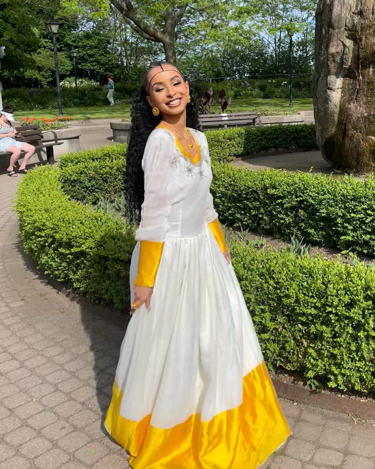 Yellow Woven Habesha Dress With Long Sleeves Classic Habesha Kemis Timeless Habesha Dress 501