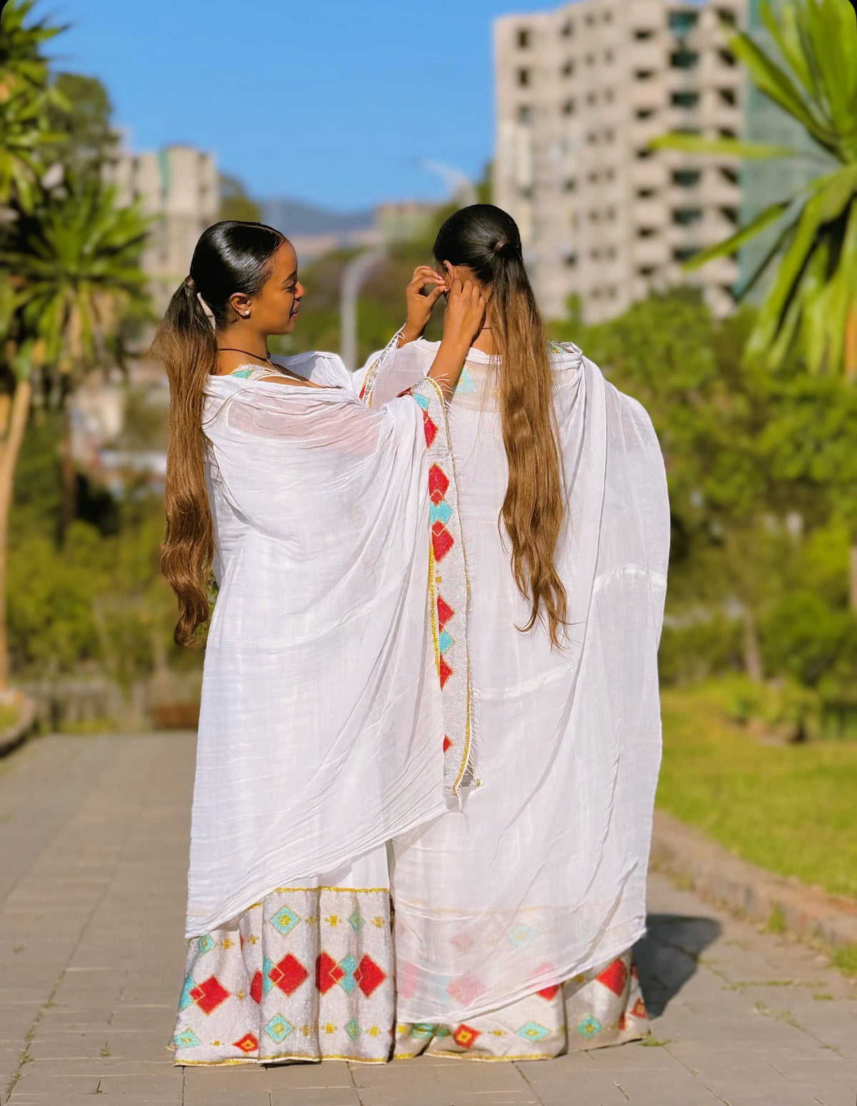Sleeveless Habesha Dress V-neckline Habesha Kemis Timeless Ethiopian Clothing 517