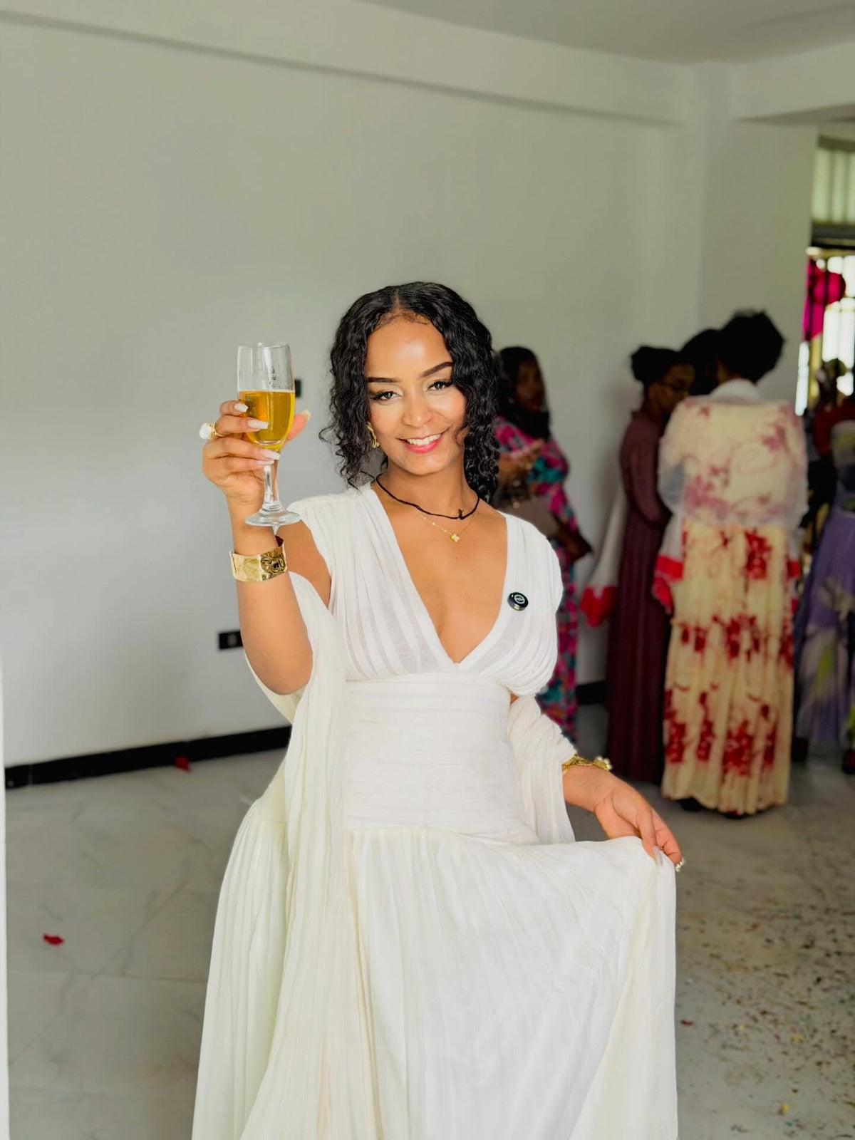 Handwoven Habesha Dress Sleeveless Habesha Kemis V-Neck Ethiopian Dress For Festive 618