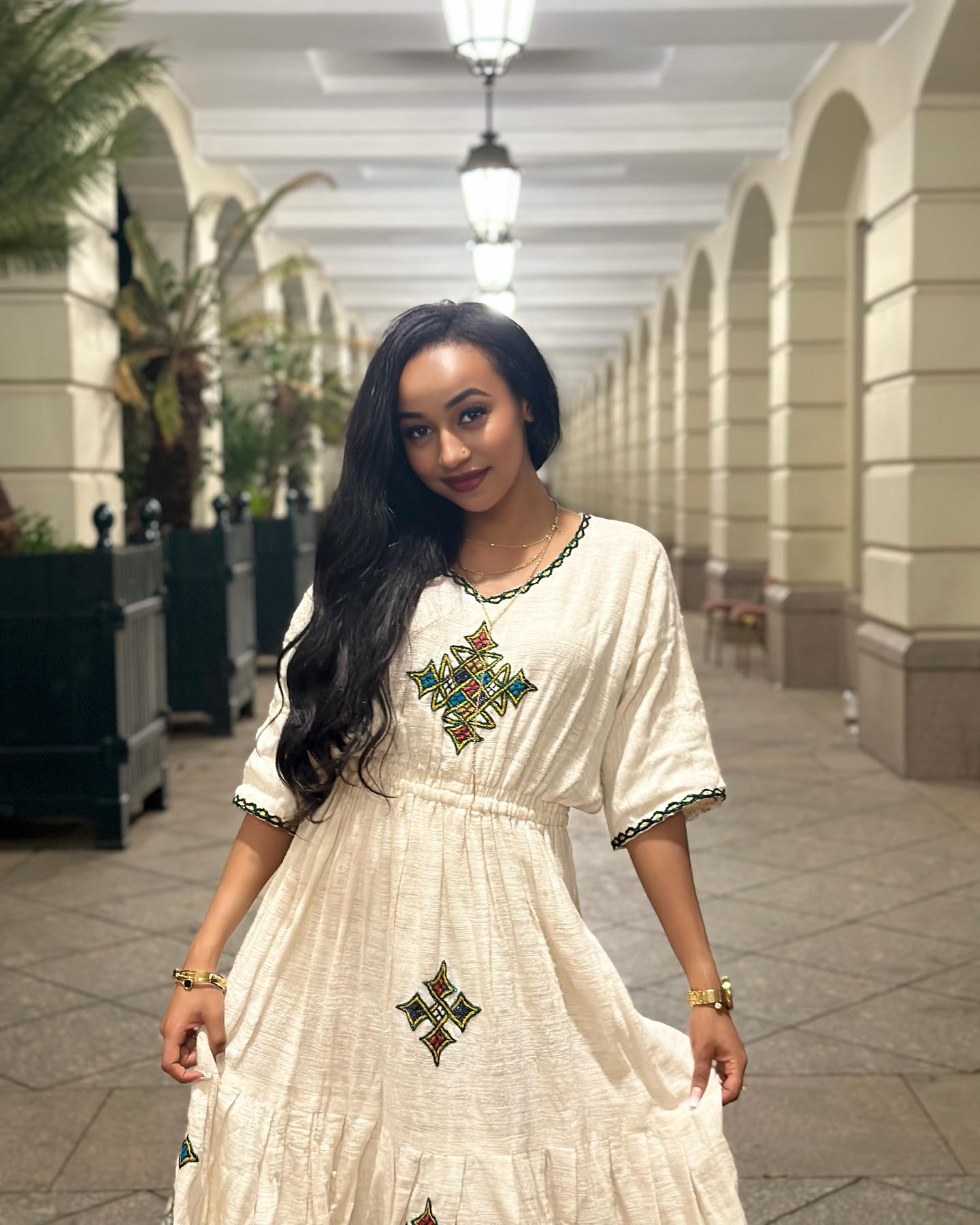 Cross Embroidery Habesha Dress Handwoven Ethiopian Clothing Stylish Habesha Kemis 640