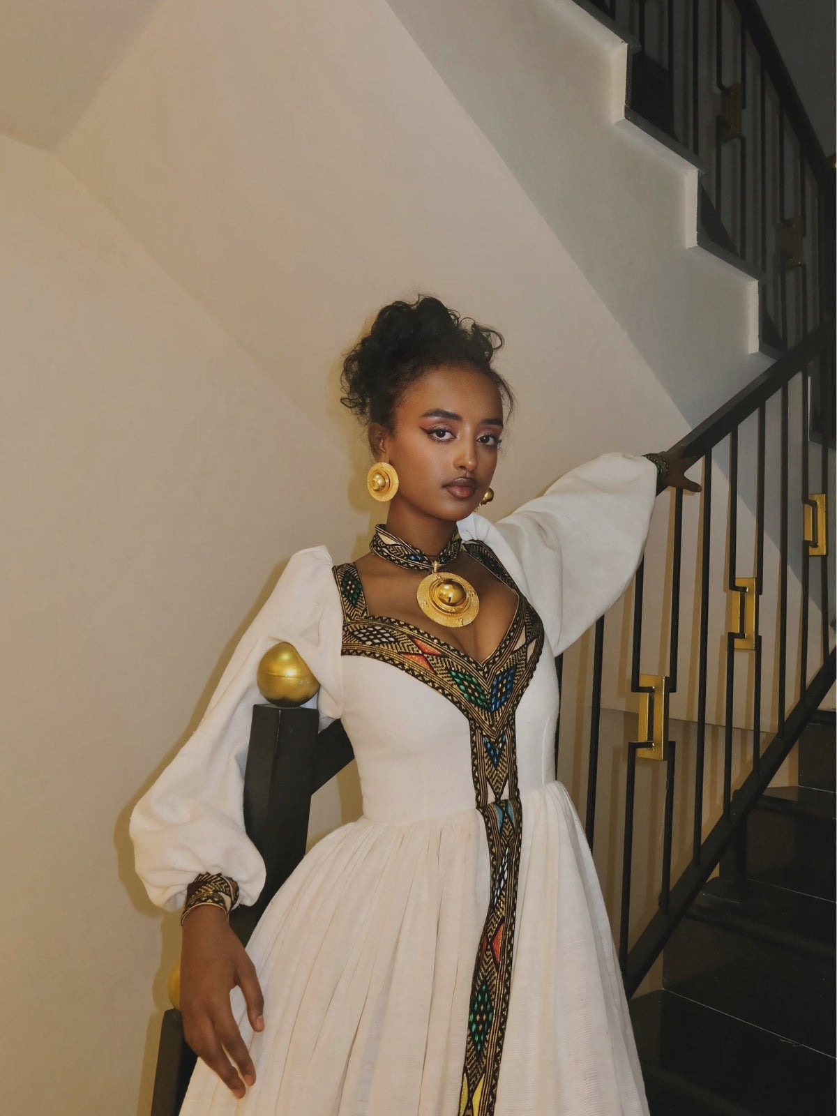 Long Sleeve Eritrean And Ethiopian Dress Puff Sleeve Habesha Kemis Timeless Habesha Dress 652