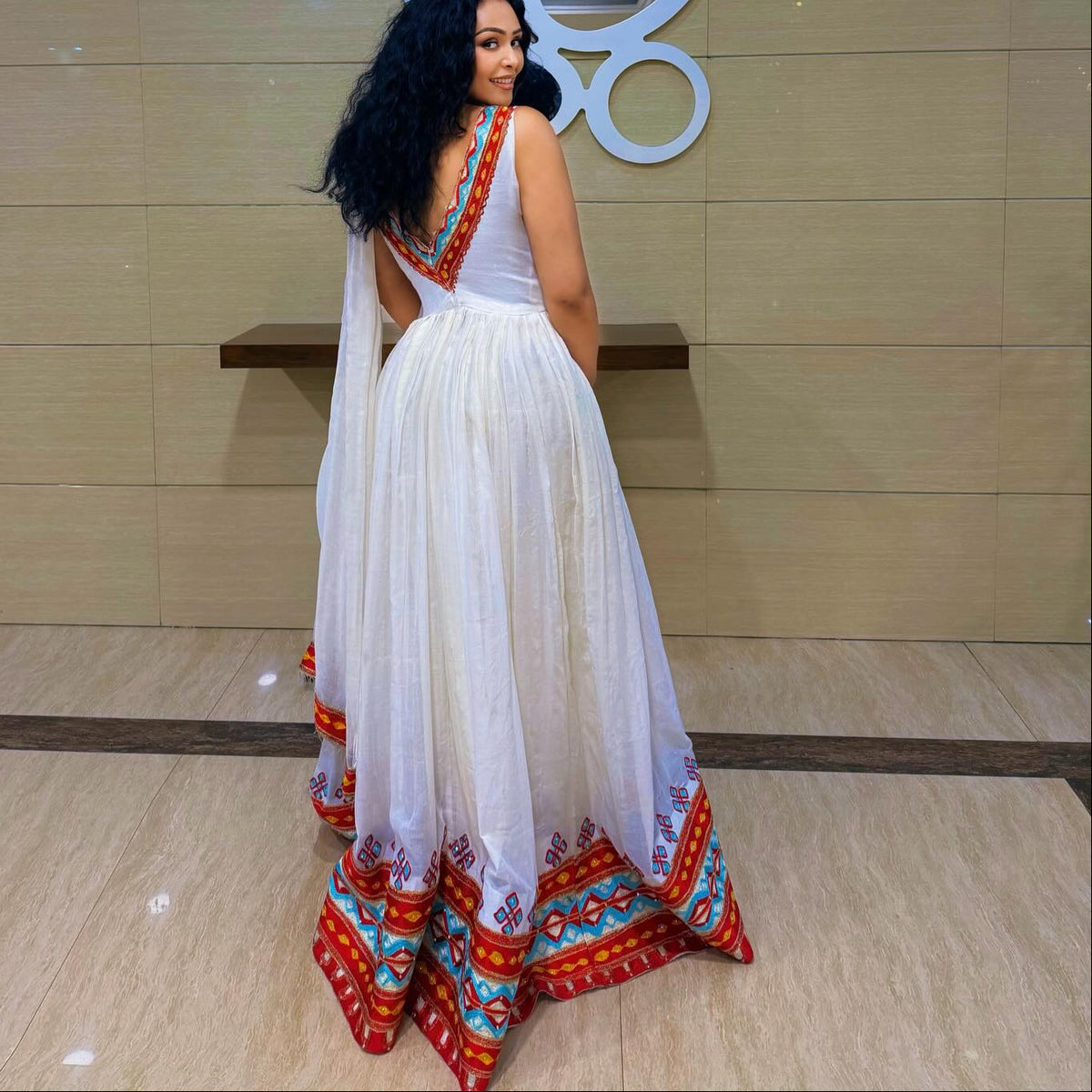 Sleeveless Habesha Kemis Graceful Habesha Dress Red Embroidery Ethiopian Clothing 729