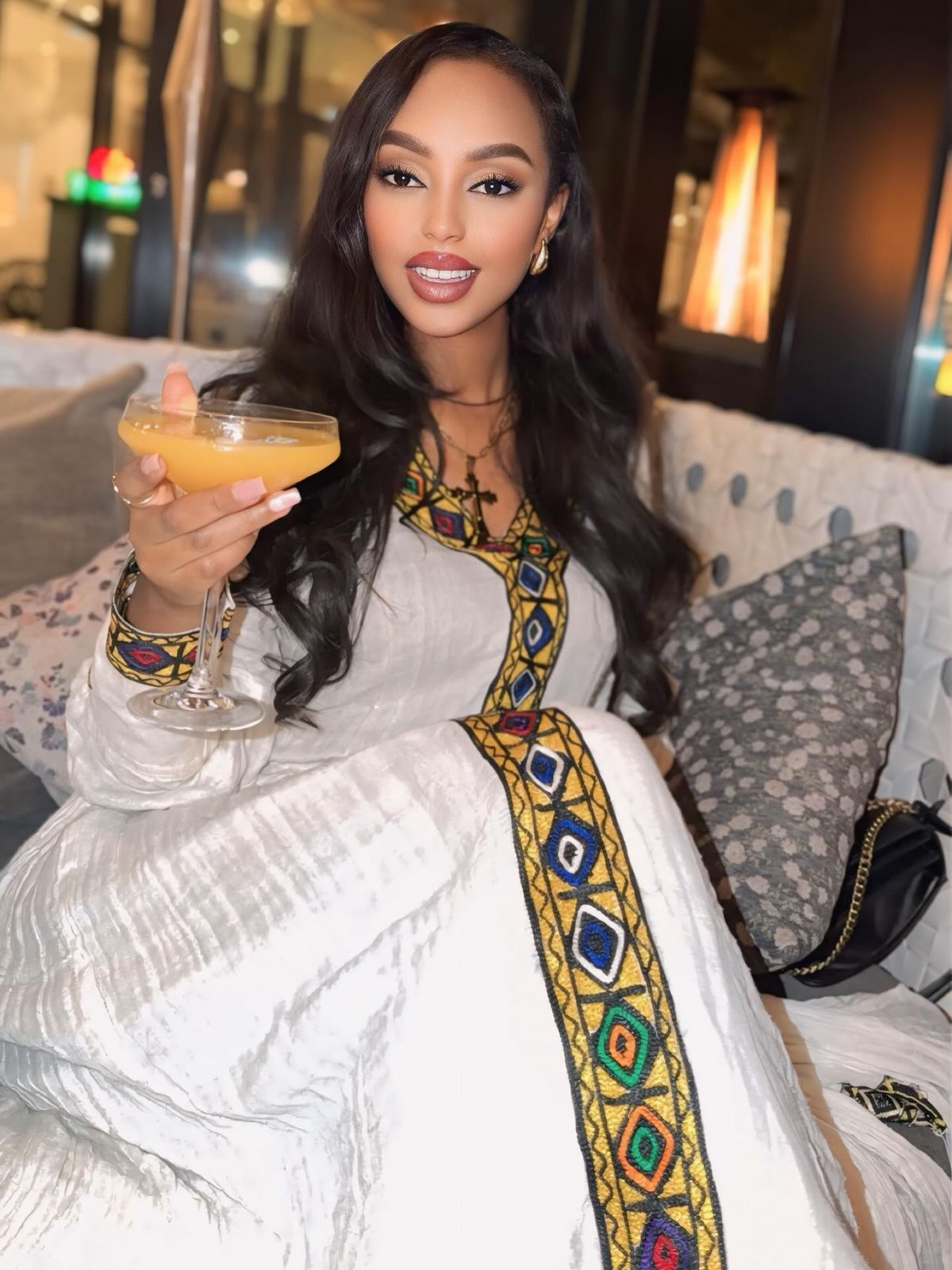 Long Sleeve Habesha Dress Multicolor embroidery Habesha Kemis Timeless Ethiopian Clothing 731