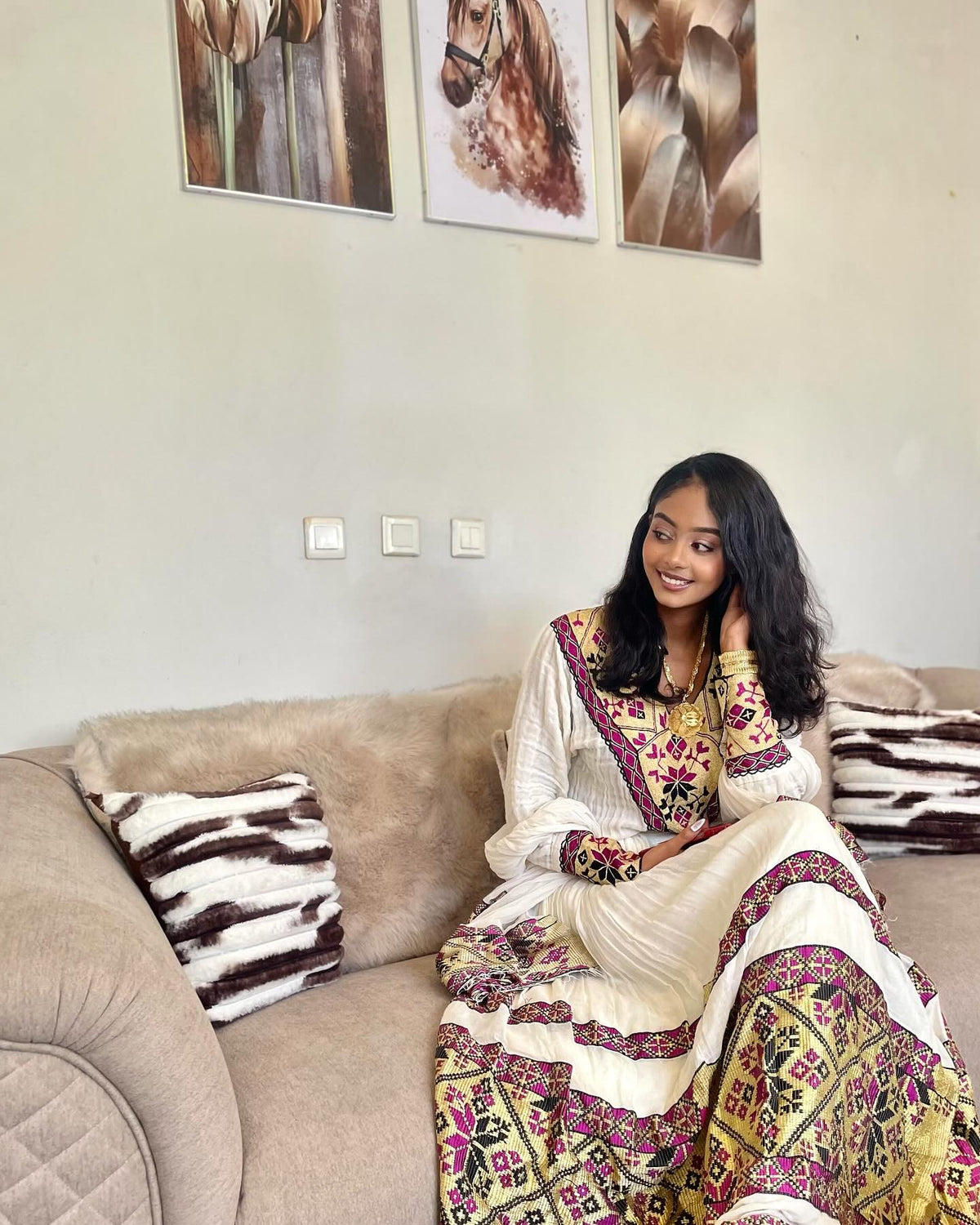 Classic Habesha Dress Traditional Ethiopian Dress For Festive Long Sleeve Habesha Kemis 425
