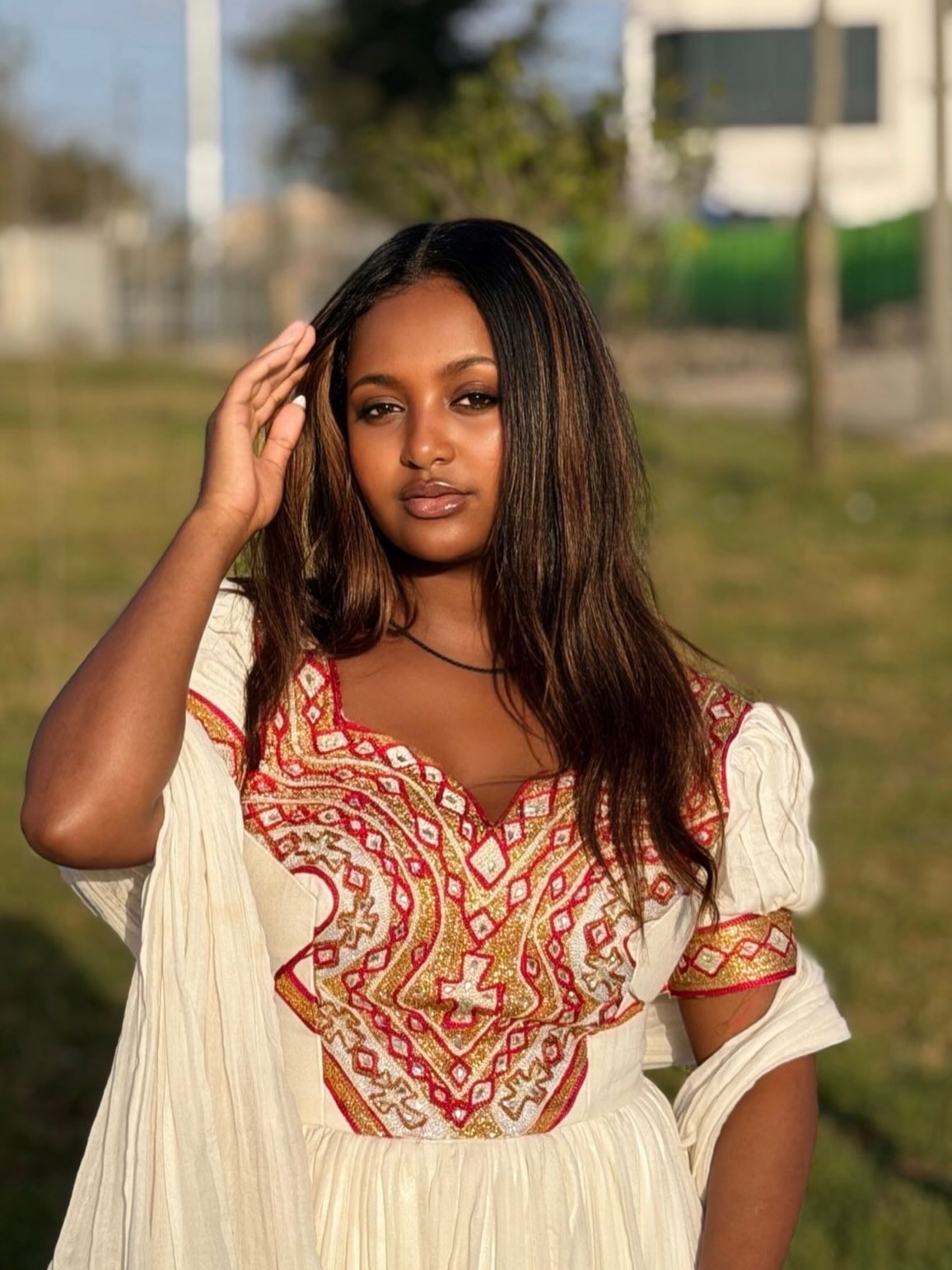 Ethiopian Wedding Dress Short Sleeve Habesha Kemis Golden Embroidery Habesha Dress 484