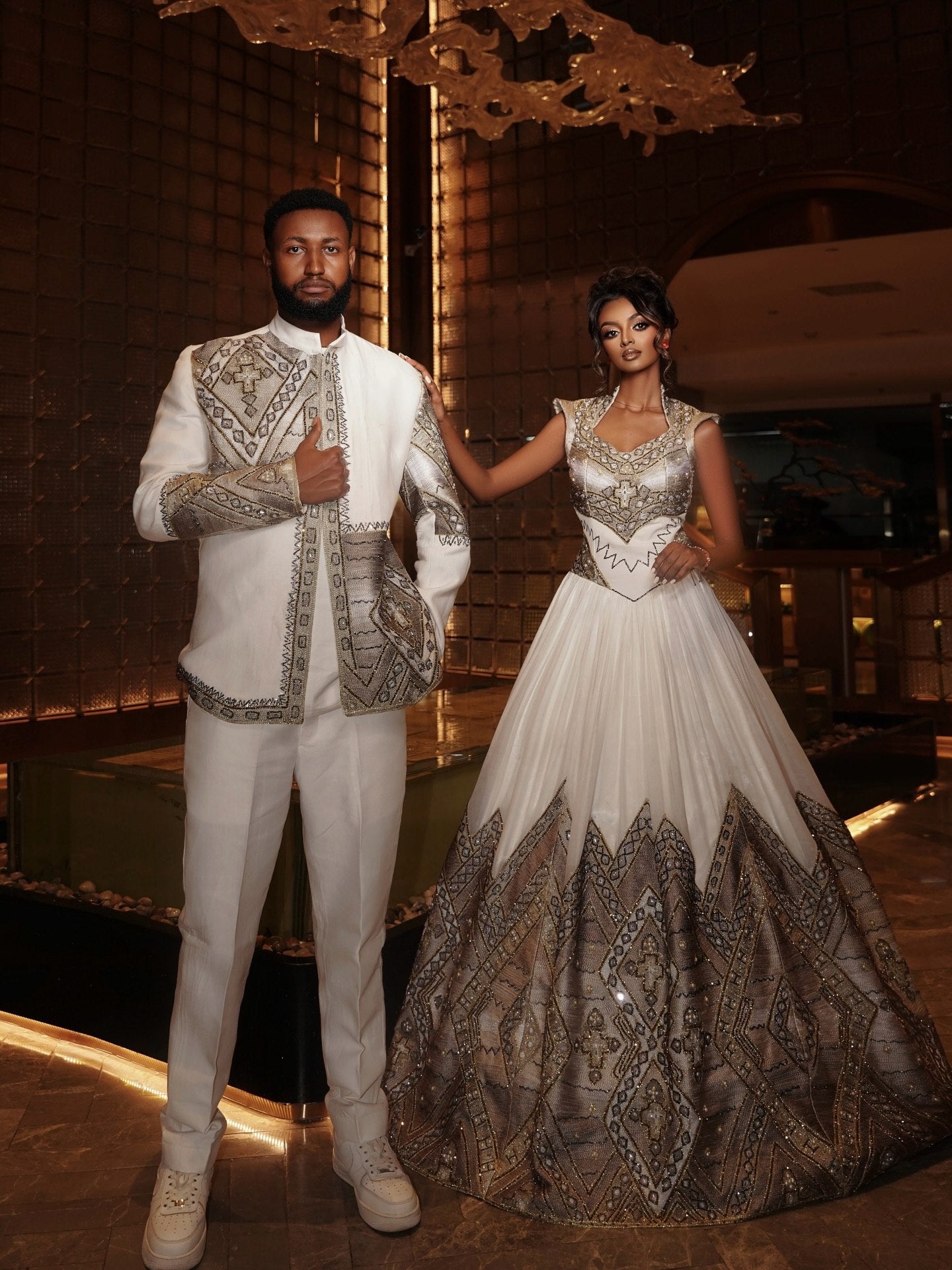 Habesha Couples Outfit Ethiopian Cultural Design Habesha Clothing Matching Traditional Set 649