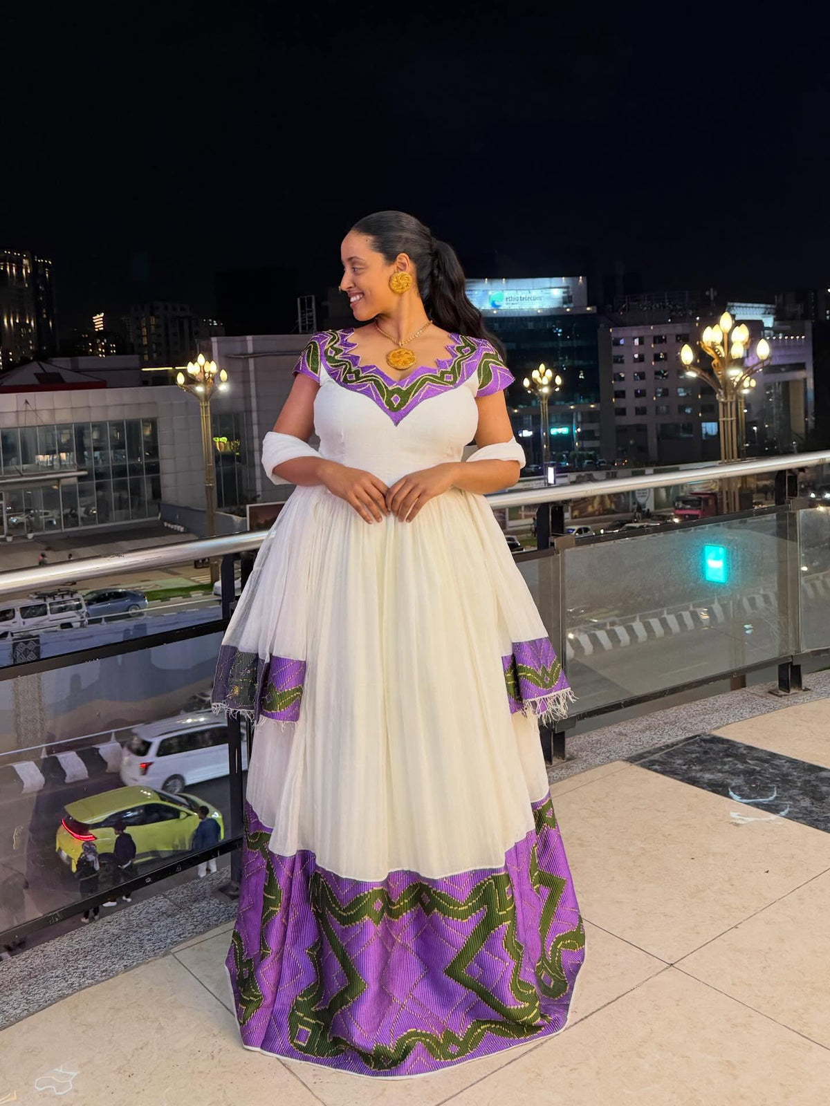 Short Sleeve Habesha Dress Habesha Kemis With Purple Woven Graceful Ethiopian Dress 650