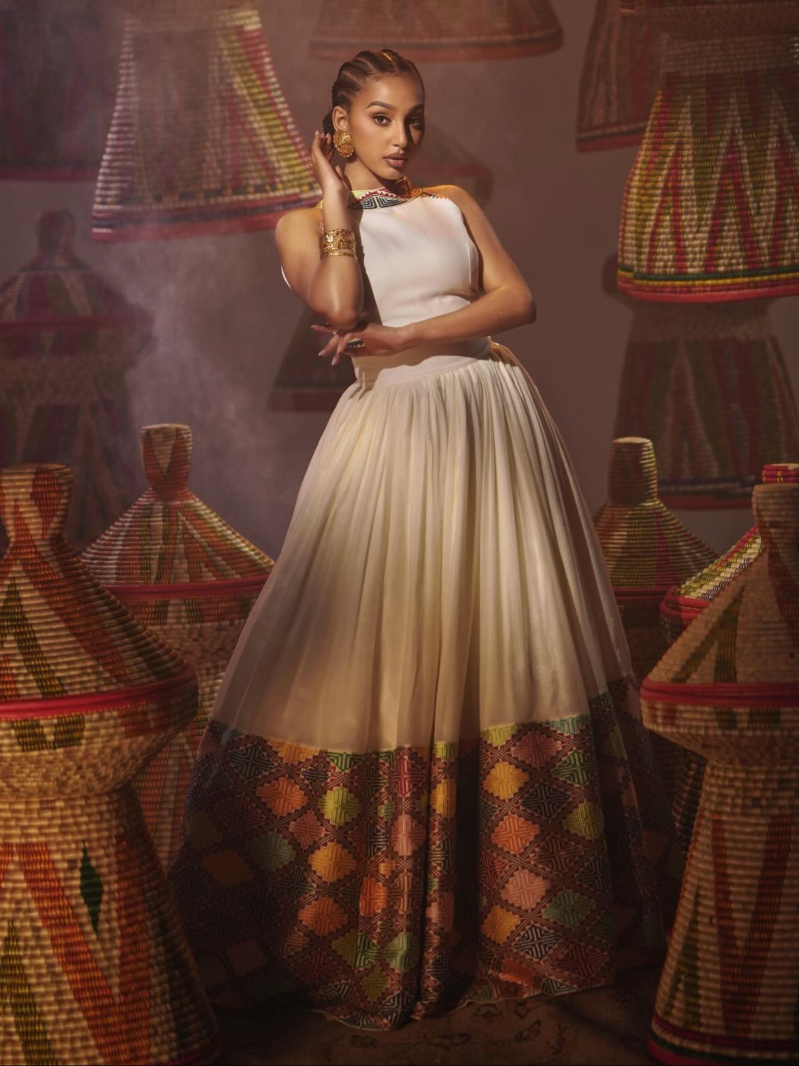 Traditional Ethiopian Clothing Sophisticated Eritrean Dress with Artistic Habesha Kemis Design 762