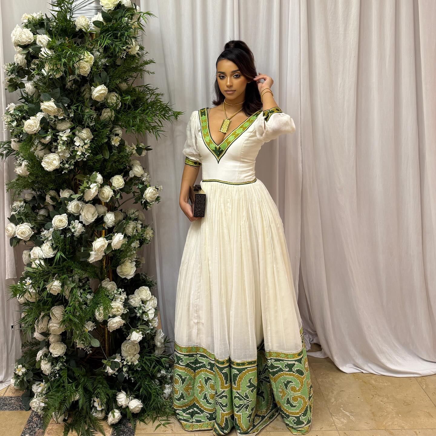 Classic Habesha Kemis Handwoven Ethiopian Dress Habesha Dress with Cultural Pattern 269