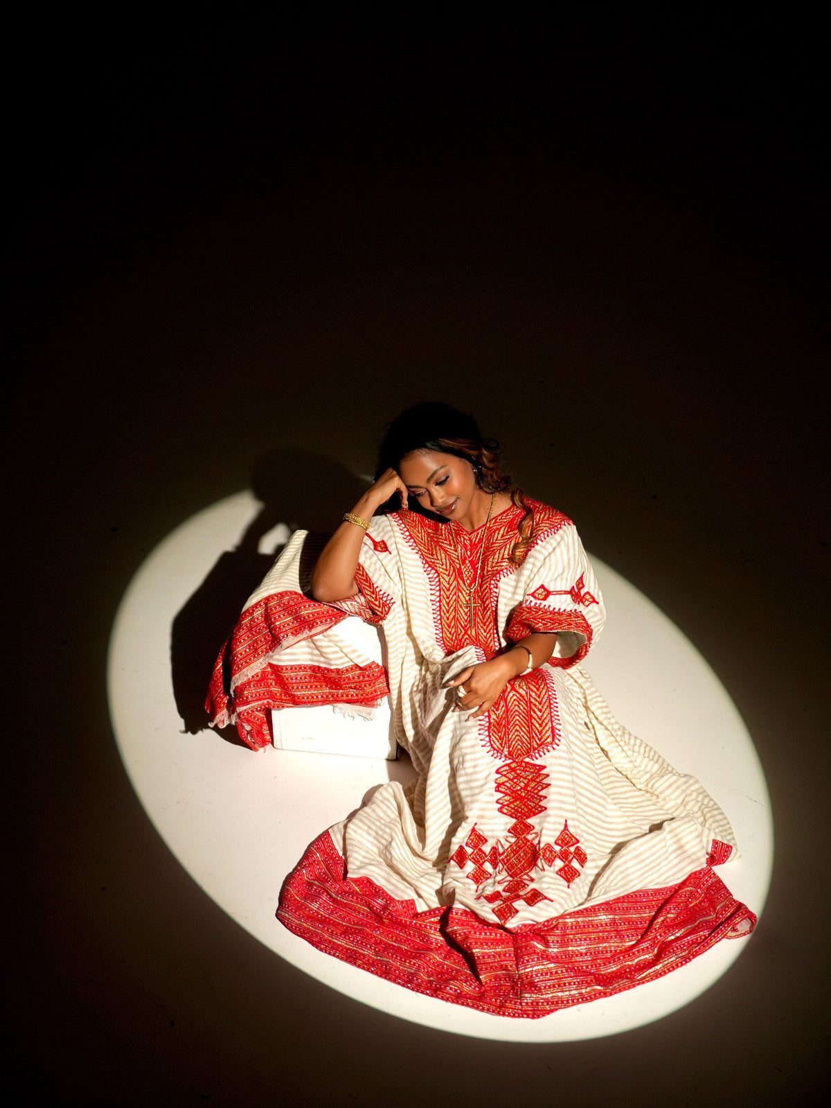 Timeless Habesha Kemis Red Embroidery Habesha Dress Traditional Ethiopian Clothing 584