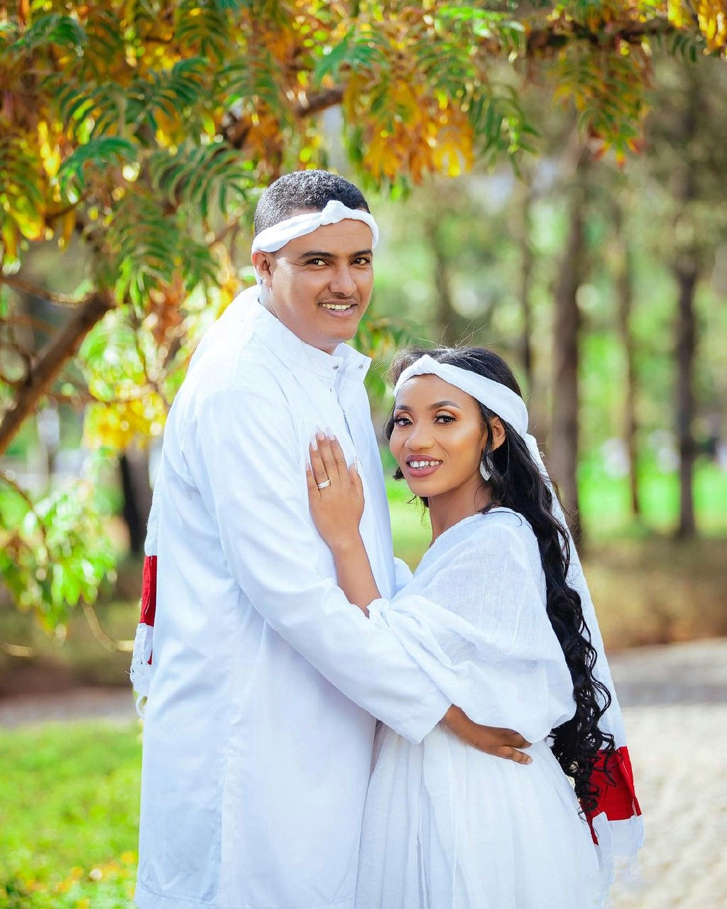 Stylish Oromo Couples Outfit: Elegant Red Design in Traditional Oromo Couples Outfit Style
