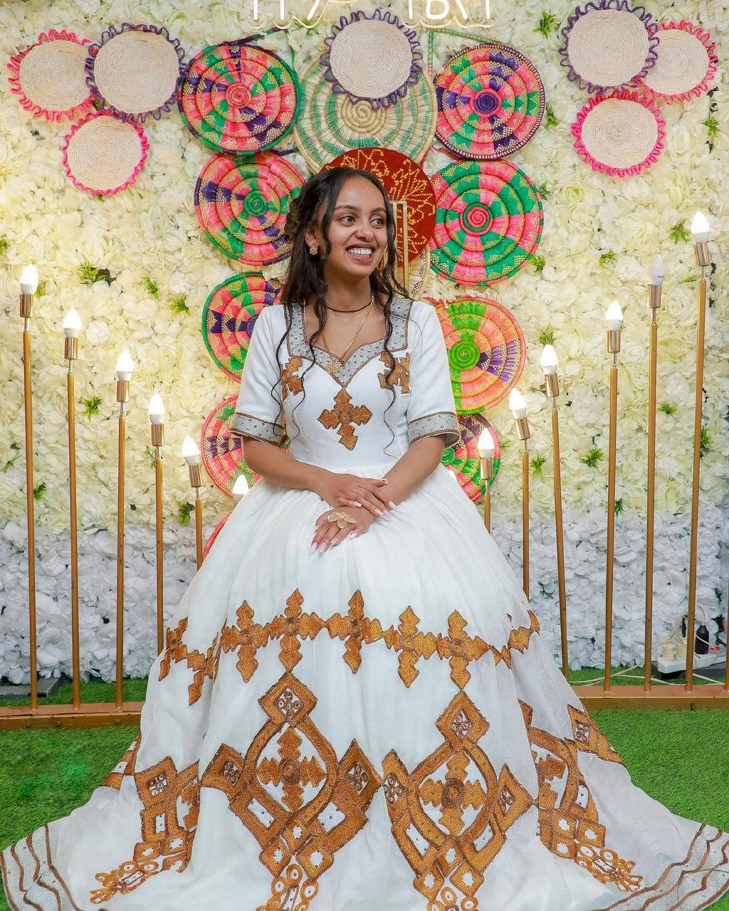 Sparkling Ethiopian Wedding Dress Gorgeous Beaded Habesha Dress