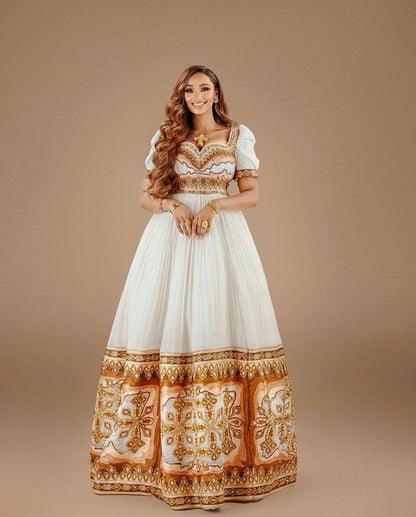 Exquisite Brown and Sparkly Habesha Wedding Dress Beautiful Habesha Dress