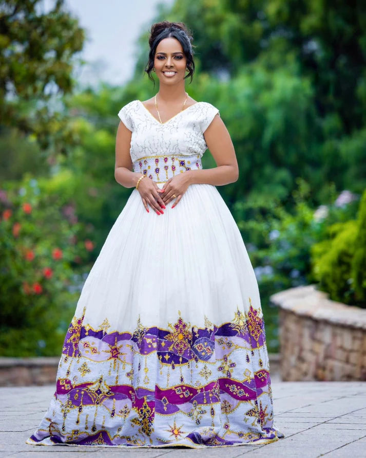 Purple Supremacy on Habesha Wedding Dress