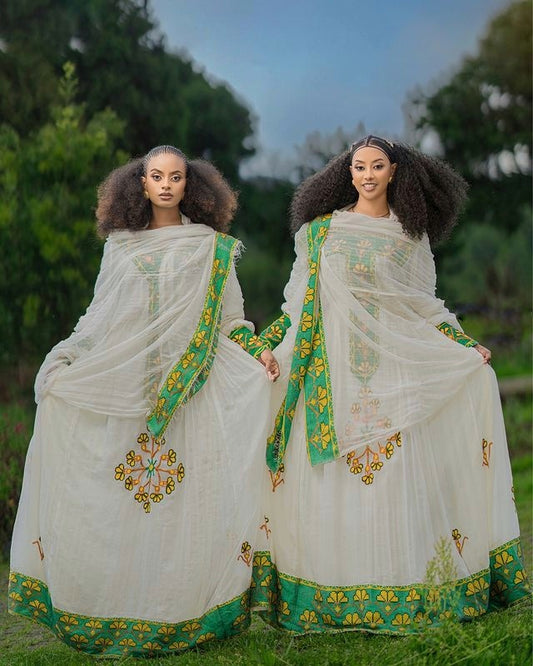 Beautiful Light Green Habesha Dress