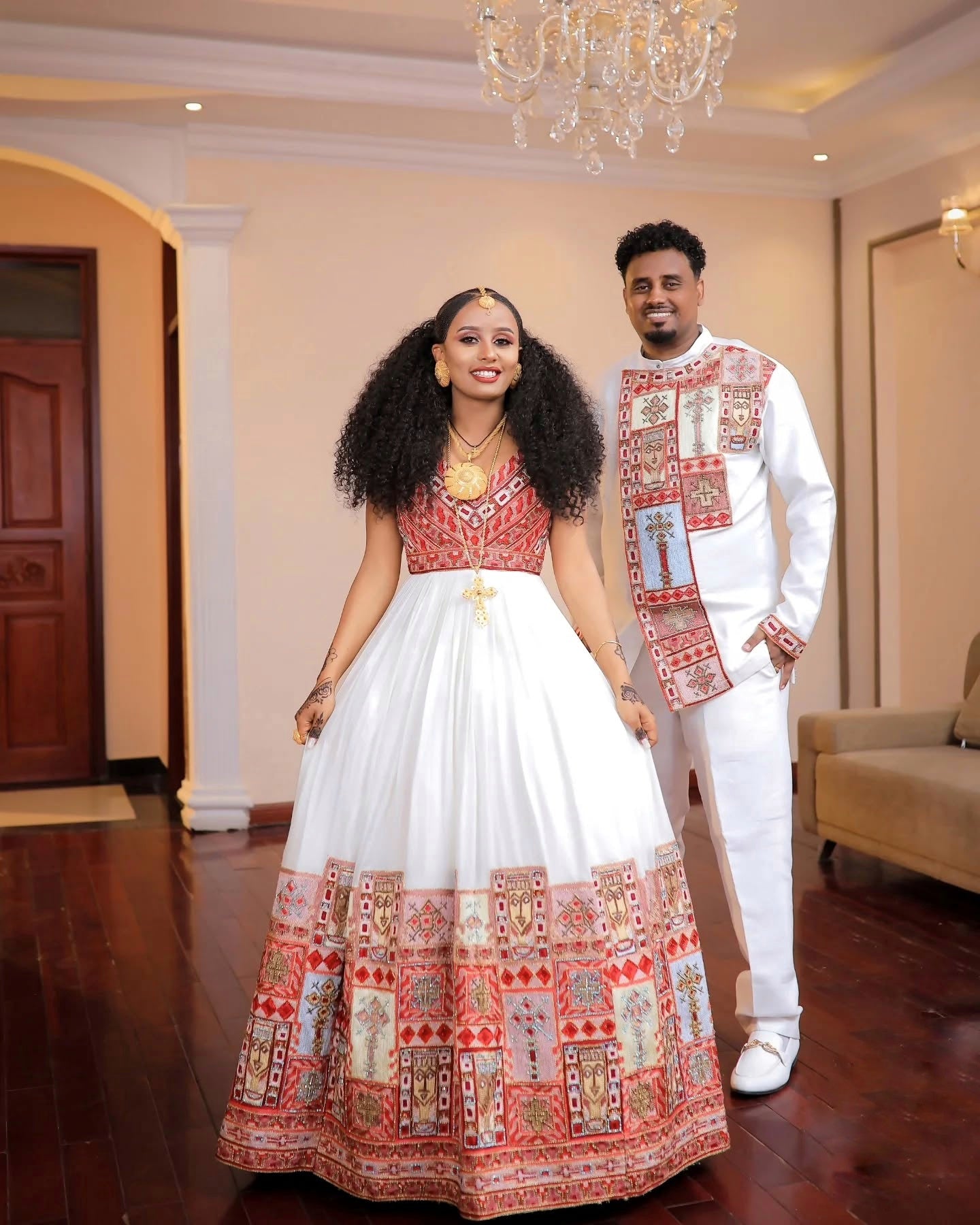 Elegant Ethiopian Couple Attire  Modern Habesha Wedding Style