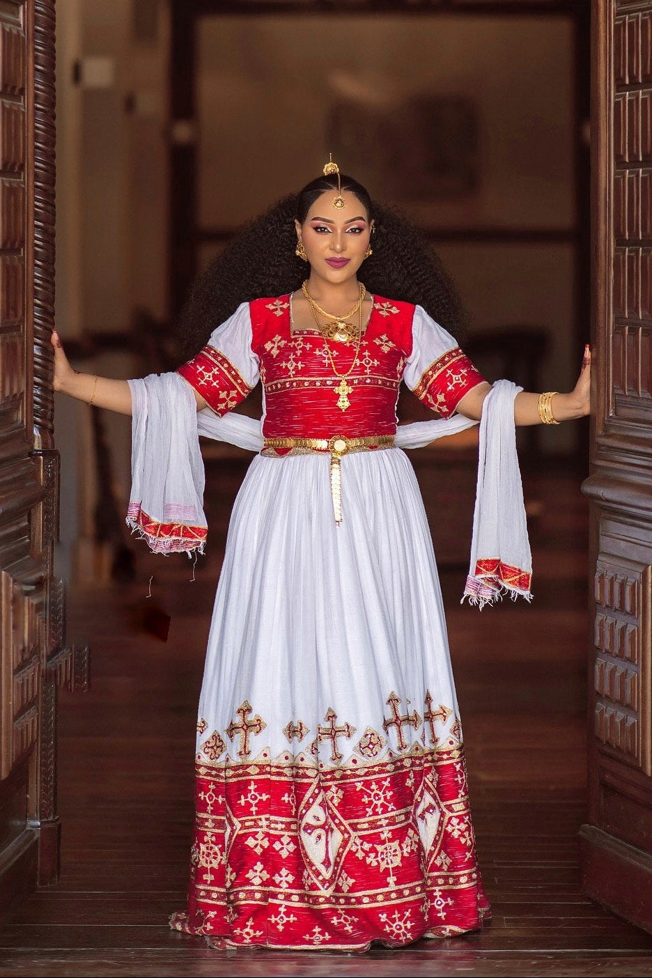 Traditional Ethiopian Wedding Dress – Elegant Habesha Traditional Dress Made from Authentic Habesha Cloth