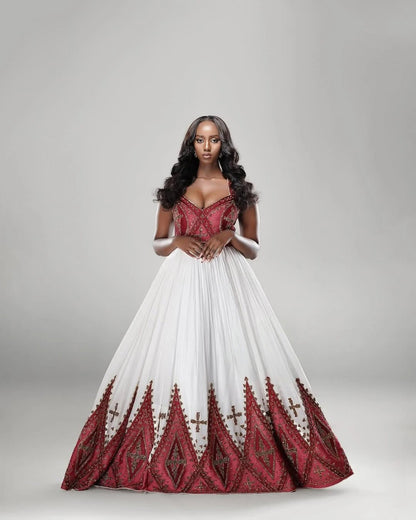 Mesmerizing Deep Red Habesha Dress