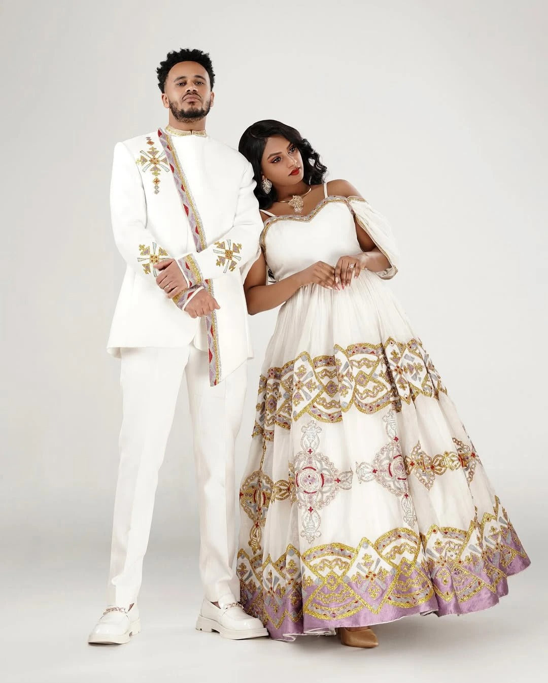 Flawless Shimmering Habesha Couples Outfits