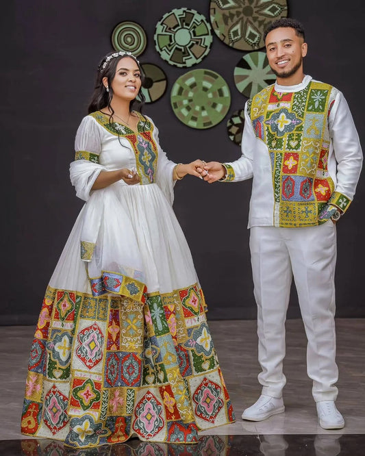 Dazzling Multicolored Habesha Bridal Wear