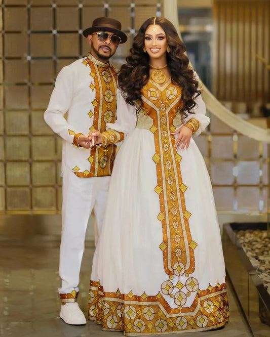 Golden Tilet Wedding Dress