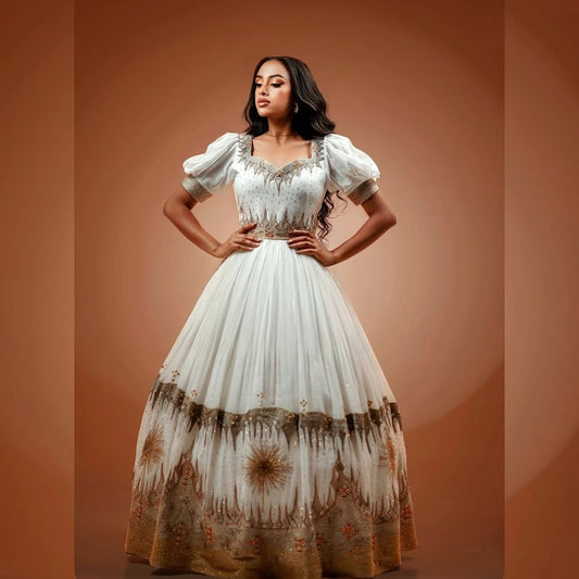 Gray Elegance Habesha Wedding Dress