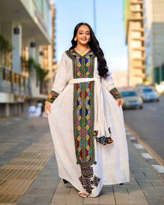 Modern Axum Fetil Ethiopian Clothing Habesha Kemis Elegant Ethiopian and Eritrean Dress 