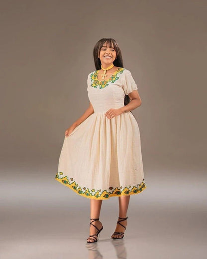 Simple Yet Elegant Yellow Habesha Kemis Timeless Style