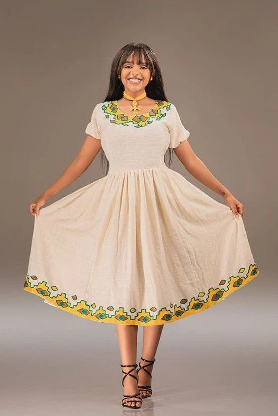 Simple Yet Elegant Yellow Habesha Kemis Timeless Style