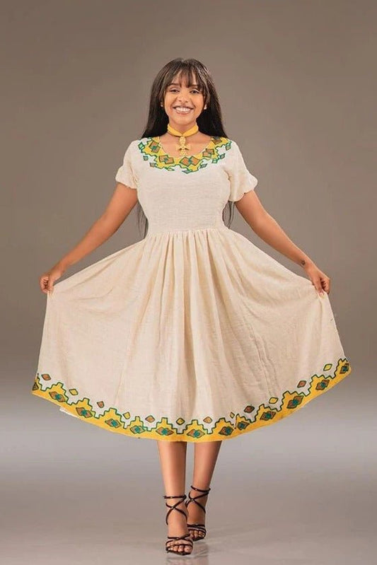 Simple Yet Elegant Yellow Habesha Kemis Timeless Style