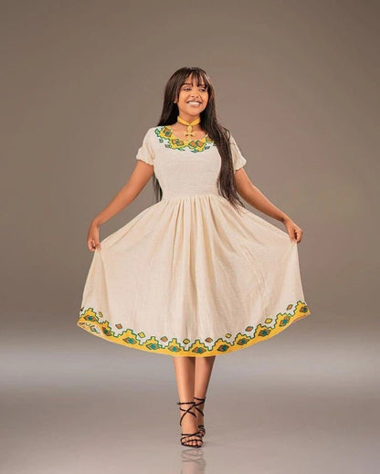 Simple Yet Elegant Yellow Habesha Kemis Timeless Style