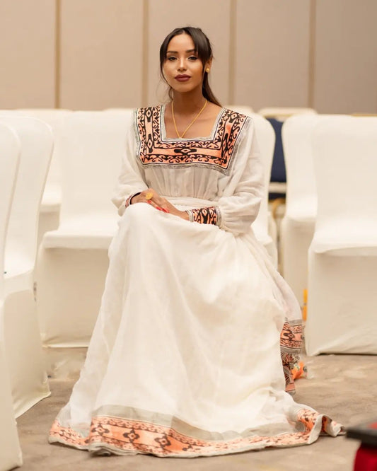 Ethereal Elegance Habesha Kemis Menen Fabric Habesha Dress