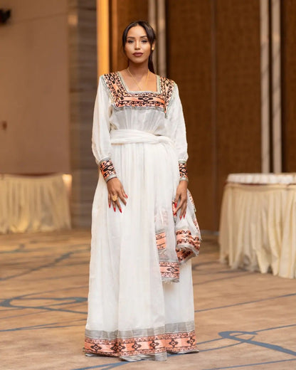 Ethereal Elegance Habesha Kemis Menen Fabric Habesha Dress