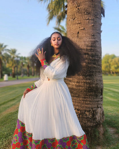 Vibrant Multicolored Habesha Dress Elegant Habesha Libs with Unique Detailing Habesha Kemis